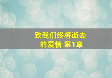 致我们终将逝去的爱情 第1章